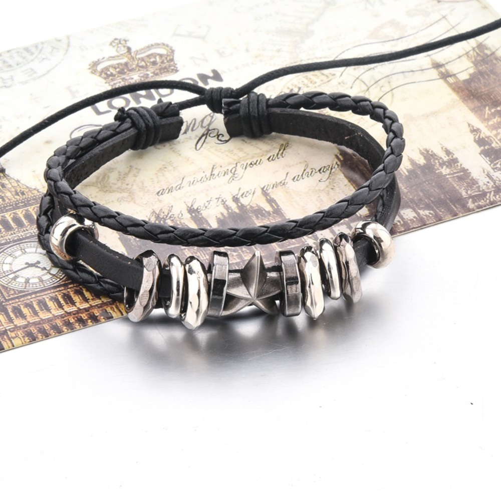 6 Pcs Set Punk Rock Skull Braided Leather Rope Bracelets - Picture 10 of 15